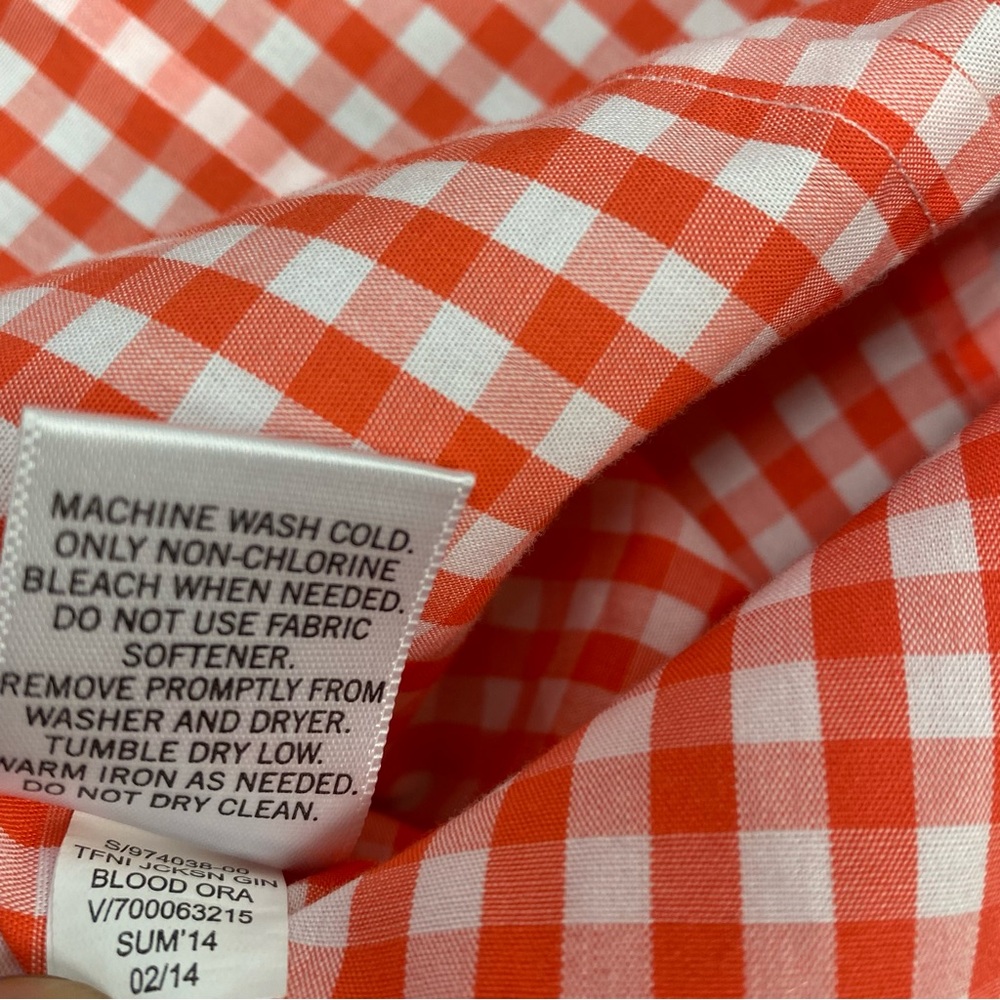 Banana‎ Republic Men's Orange Checkered Non Iron Tailored Slim Shirt 16-16 1/2 - Picture 6 of 14
